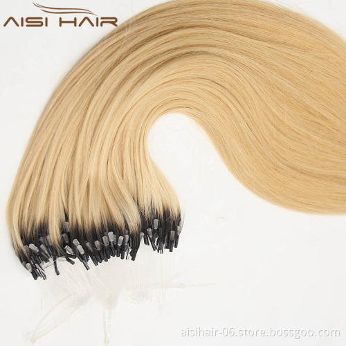 Aisi Hair 16"-28" 100% Cambodia 613 Blonde 1Gram/Strand Micro Ring Hair Extensions , Micro Loop Hair Extension